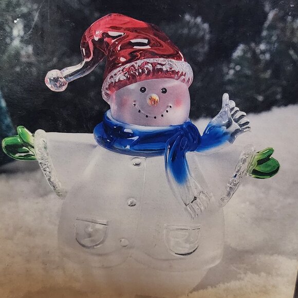 Heritage Mint Ltd Snowman Holiday Ice Sculpture 6.5" Acrylic 7W 120V Night Light - Picture 2 of 16